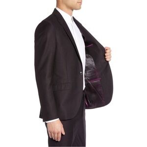 Topman Bicester Skinny Fit Suit Jacket & Pants - Burgundy